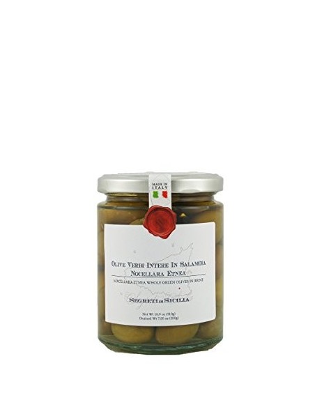 Olive Verdi Nocellara Etnea schiacciate in salamoia Segreti di Sicilia Frantoi Cutrera 290 gr